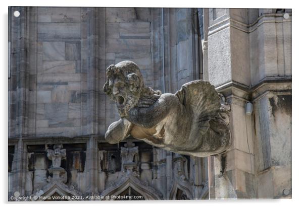 Man gargoyle statue on cathedral Acrylic by Maria Vonotna
