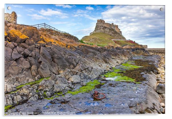 Lindisfarne Castle Acrylic by Jim Monk