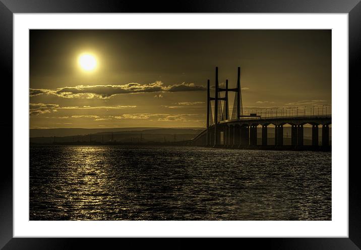 Severn Bridge Sunset Framed Mounted Print by Rob Hawkins