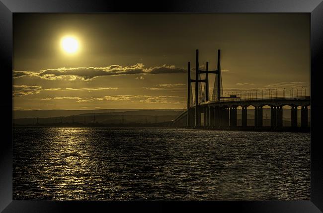 Severn Bridge Sunset Framed Print by Rob Hawkins