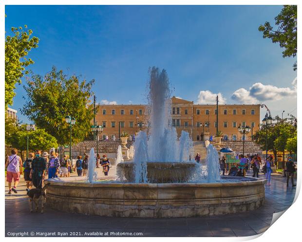 The Dancing Waters of Syntagma Square Print by Margaret Ryan