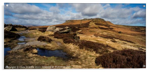 Looking over to Higger Tor from Carl Wark Acrylic by Chris Drabble