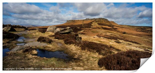 Looking over to Higger Tor from Carl Wark Print by Chris Drabble