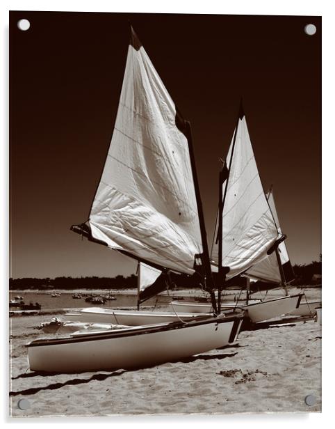 Boats parked on the beach Acrylic by youri Mahieu