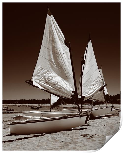 Boats parked on the beach Print by youri Mahieu
