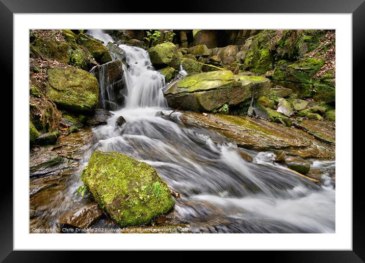 Lumsdale waterfall Framed Mounted Print by Chris Drabble