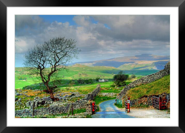 Malham Yorkshire View  Framed Mounted Print by Les Schofield