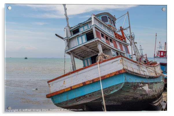 an old fishing boat in Thailand Acrylic by Wilfried Strang