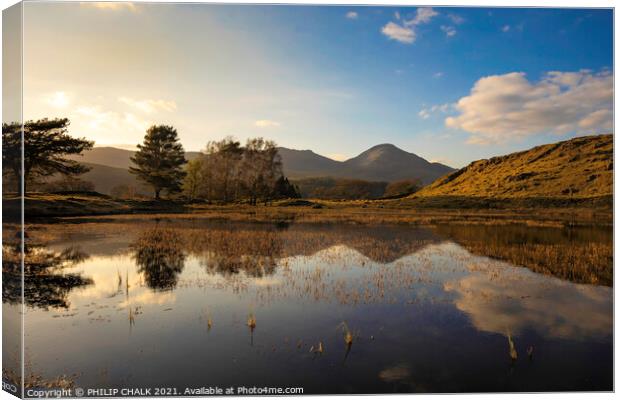 Kelly hall tarn at sunset in the lake district Cumbria 543 Canvas Print by PHILIP CHALK
