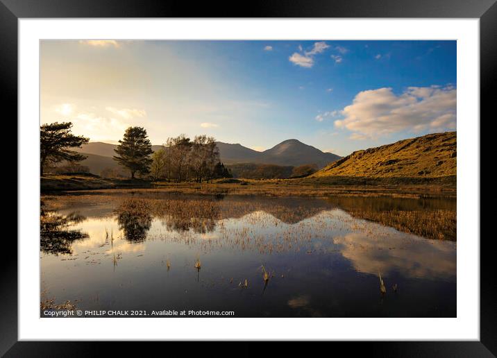 Kelly hall tarn at sunset in the lake district Cumbria 543 Framed Mounted Print by PHILIP CHALK