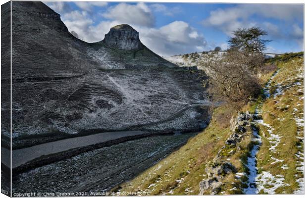 Peter's Stone in Cressbrook Dale Canvas Print by Chris Drabble