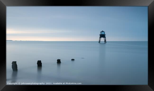 Early Morning Sunrise at Dovercourt Lighthouse, Essex, UK Framed Print by johnseanphotography 