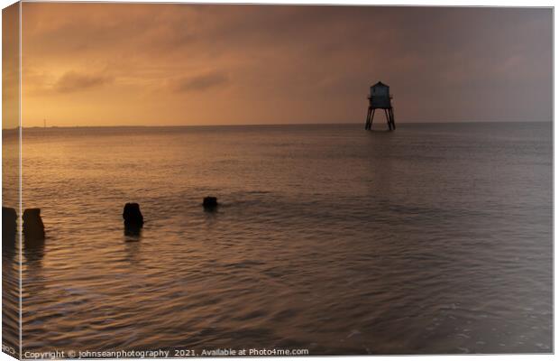 Sunrise at Dovercourt Lighthouse, Essex, UK     1321 Canvas Print by johnseanphotography 