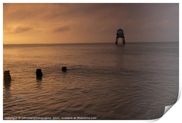 Sunrise at Dovercourt Lighthouse, Essex, UK     1321 Print by johnseanphotography 