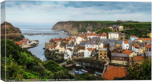 Staithes looking from cow bar 545 Canvas Print by PHILIP CHALK