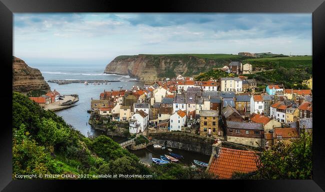 Staithes looking from cow bar 545 Framed Print by PHILIP CHALK