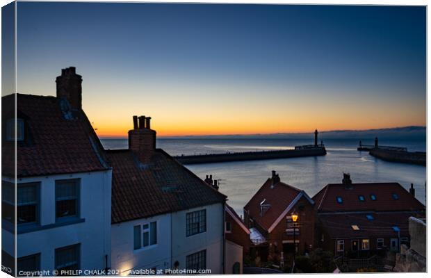 Whitby sunset from the 199 steps 546 Canvas Print by PHILIP CHALK