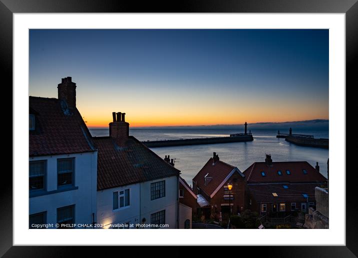 Whitby sunset from the 199 steps 546 Framed Mounted Print by PHILIP CHALK