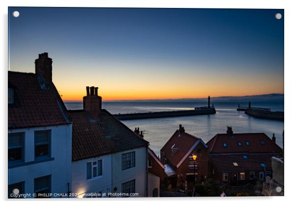 Whitby sunset from the 199 steps 546 Acrylic by PHILIP CHALK
