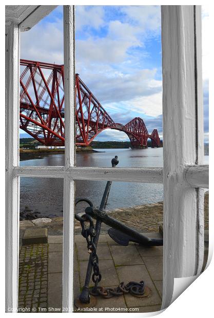 Forth Bridge through the window  Print by Tim Shaw