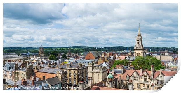 Oxford rooftops Print by Cliff Kinch
