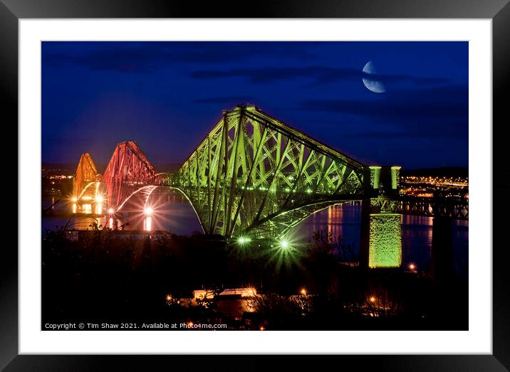 Forth Rail Bridge,iluminated, Framed Mounted Print by Tim Shaw