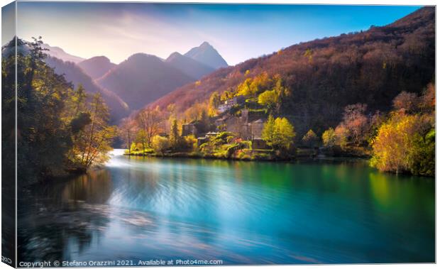 Isola Santa Village and Lake in Autumn Canvas Print by Stefano Orazzini