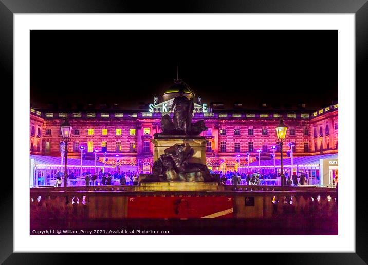 Ice Skating Somerset House Ice Rink Old City London England Framed Mounted Print by William Perry