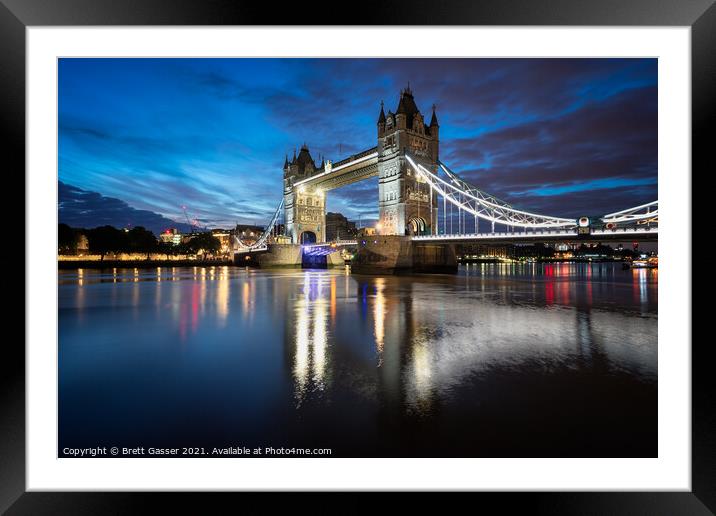 Tower Bridge Blue Hour Framed Mounted Print by Brett Gasser