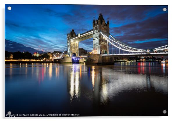 Tower Bridge Blue Hour Acrylic by Brett Gasser