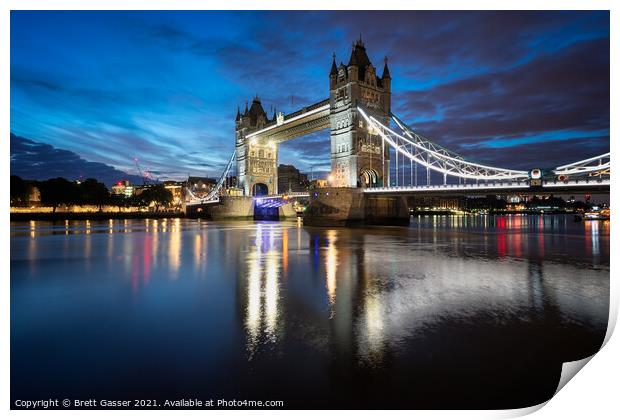 Tower Bridge Blue Hour Print by Brett Gasser