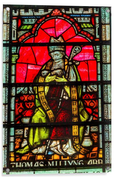 Thamas Becket Archbishop Canterbury Stained Glass Chapter House  Acrylic by William Perry