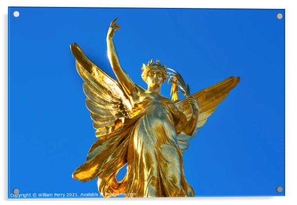 Winged Victory Victoria Memorial Buckingham Palace Westminster L Acrylic by William Perry