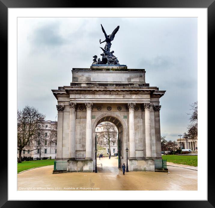 Wellington Arch Hyde Park London England Framed Mounted Print by William Perry
