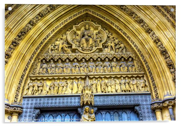 Mary Statue Door Facade Westminster Abbey London England Acrylic by William Perry