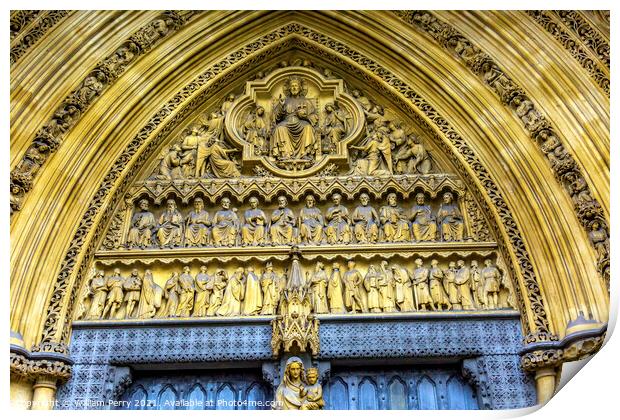 Mary Statue Door Facade Westminster Abbey London England Print by William Perry