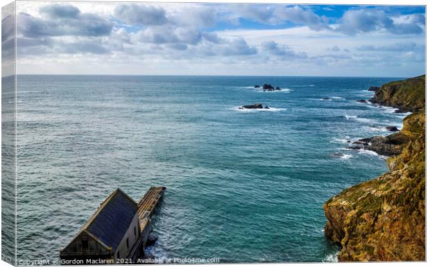Looking out to sea over the old lifeboat station, Lizard, Cornwall Canvas Print by Gordon Maclaren