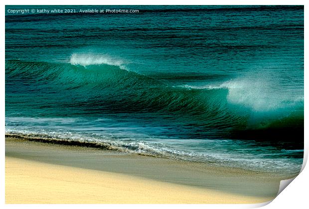 ocean beach Waves Print by kathy white