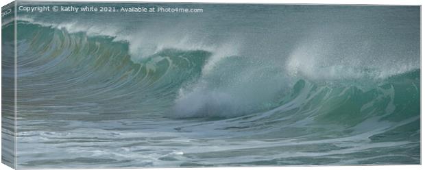 Cornwall waves blue and green Canvas Print by kathy white