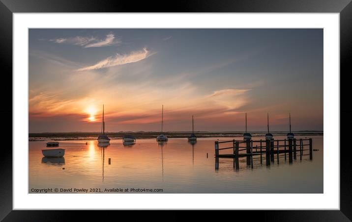 Blakeney North Norfolk High Tide Sunset Framed Mounted Print by David Powley