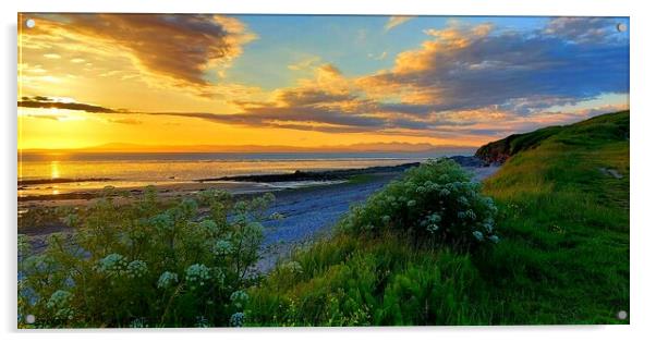Heysham Beach Sunset Acrylic by Michele Davis