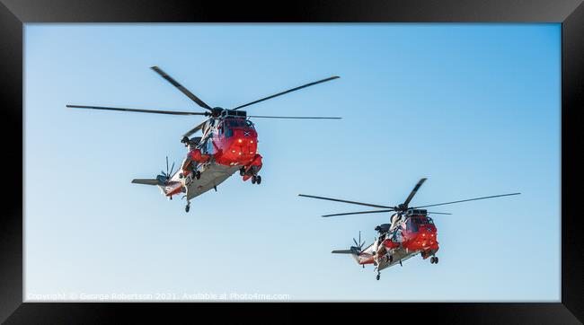 Rescue Sea Kings Farewell flight Framed Print by George Robertson