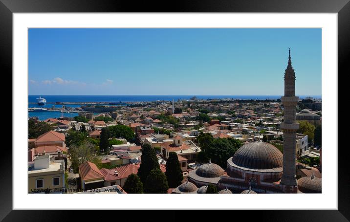 Panorama of Rhodes town, Greece Framed Mounted Print by Paulina Sator