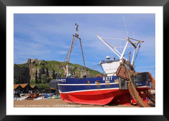 Fishing boat, Hastings Framed Mounted Print by Christine Birch