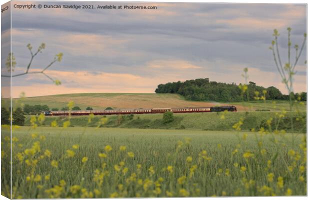 Royal Scot steam train with wild flower frame Canvas Print by Duncan Savidge