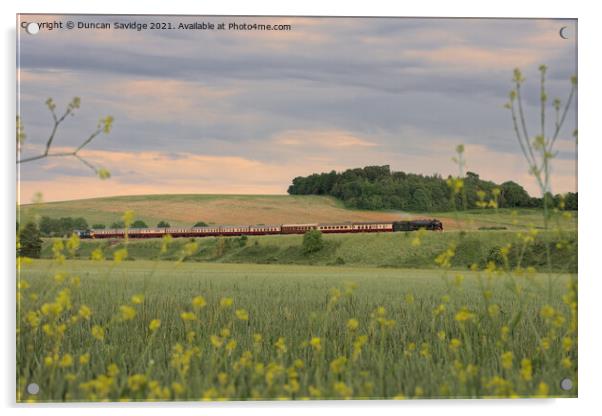 Royal Scot steam train with wild flower frame Acrylic by Duncan Savidge