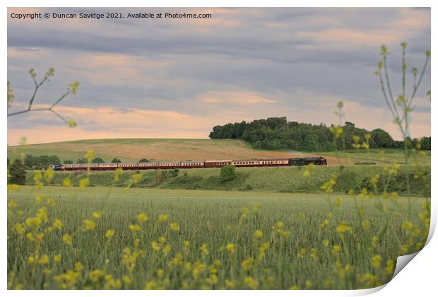 Royal Scot steam train with wild flower frame Print by Duncan Savidge
