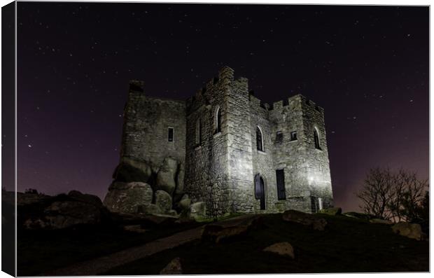 Carnbrea Castle at Night Cornwall Canvas Print by Ian Cocklin