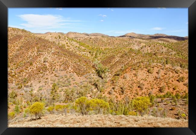 View from the Bunyeroo Valley Lookout - Wilpena Pound Framed Print by Laszlo Konya