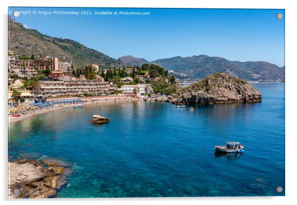 Bay of Mazzaro, Taormina, Sicily Acrylic by Angus McComiskey